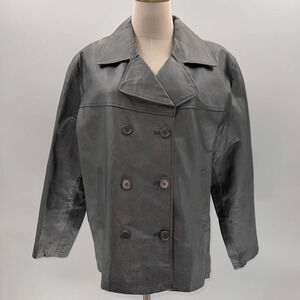 Santa Fe Plus Size Pewter Leather Lined Peacoat- 16